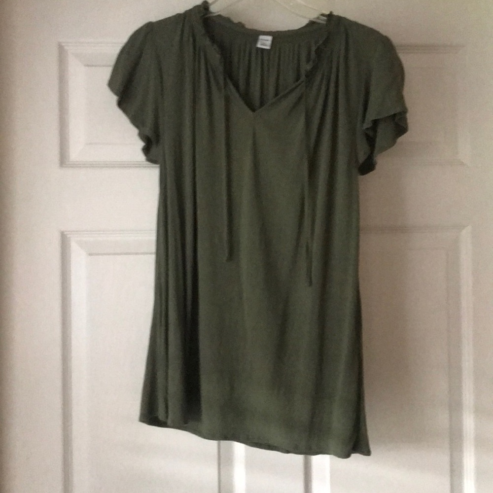 Old Navy Olive Flutter Sleeve Shirt